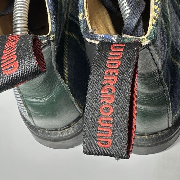 Vintage London Underground Combat Boots Chunky Tartar Leather Green Size UK 5 - Picture 6 of 16
